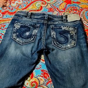 Silver distressed jeans